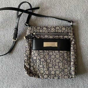 CALVIN KLEIN Monogram Black and Grey Crossbody Bag